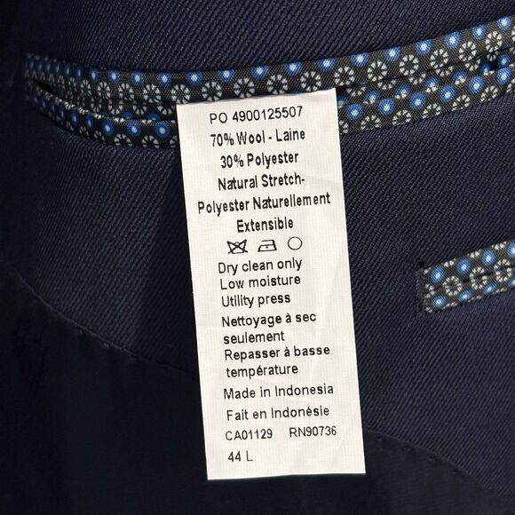 LRL Ralph Lauren Suit Sport Coat Mens 44L Navy Blue Two Button Preppy Classic - Picture 5 of 7
